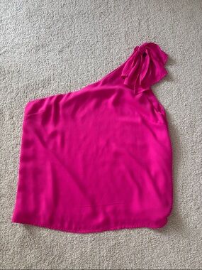 Hot pink one shoulder blouse